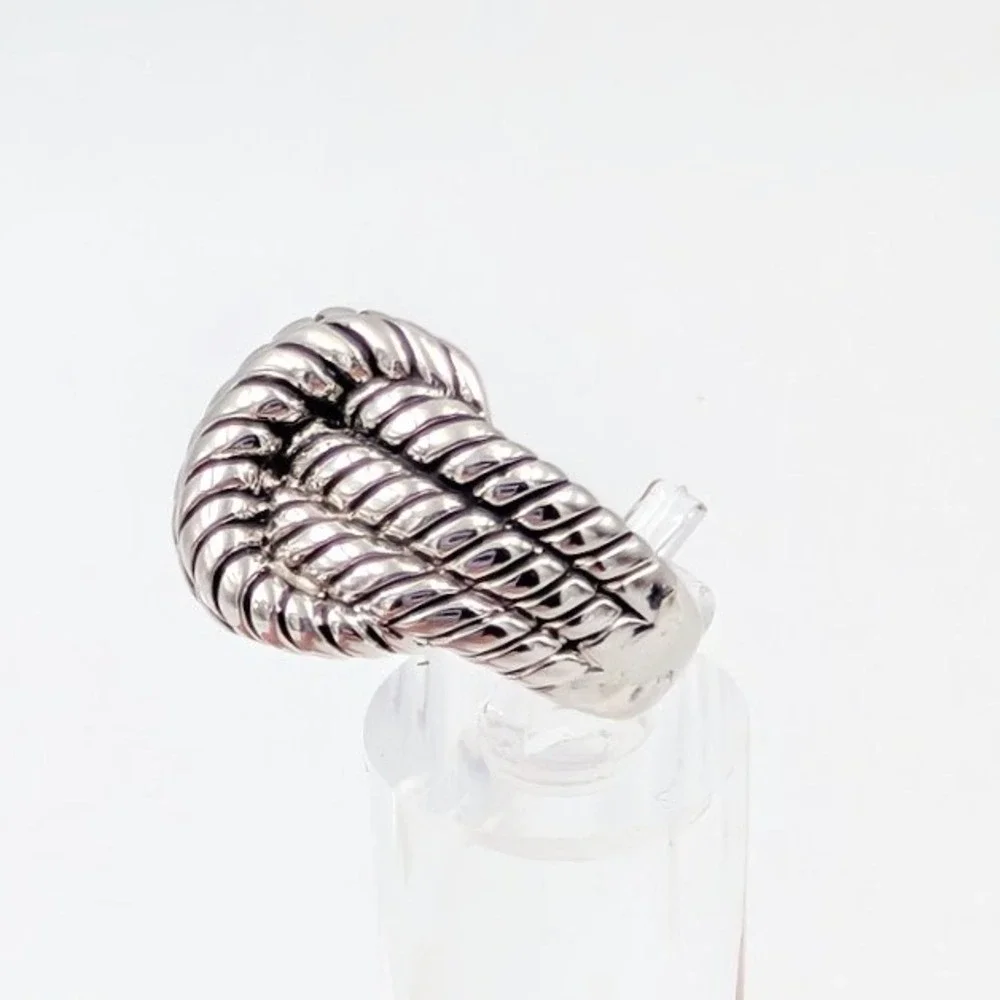 Lia Sophia Love Knot Ring Twist Cable Chunky Silver Tone Statement 8